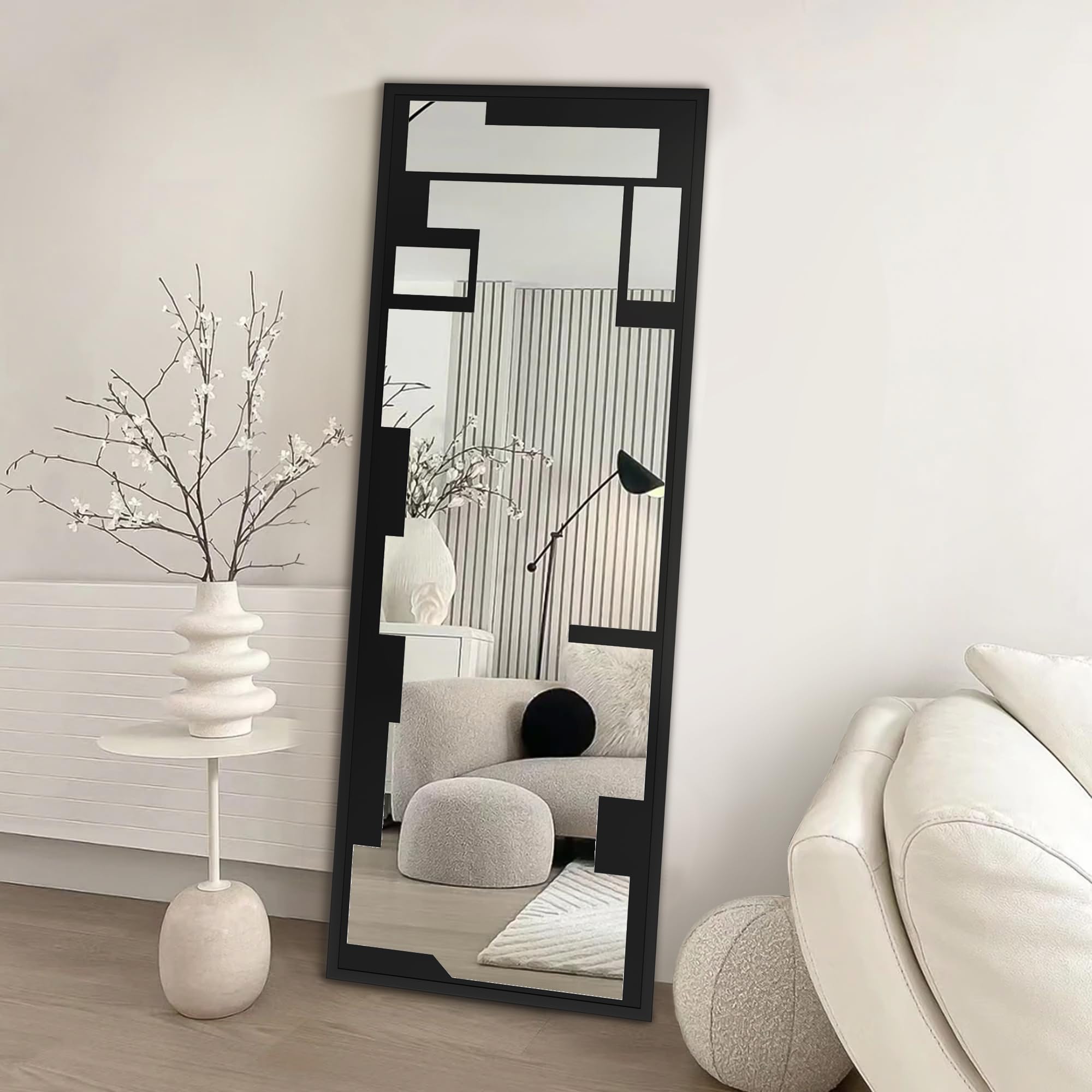 Wall Mirror, Full Length Floor Mirror, Mirror Decorative Wall Art with Geometric Graffiti