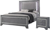 Zenka Solid Wood 2-Piece Bedroom Set, Queen-Size Bed with LED Trim and 2-Drawer