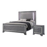 Zenka Solid Wood 2-Piece Bedroom Set, Queen-Size Bed with LED Trim and 2-Drawer