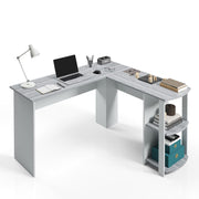 L Shaped Desk - Modern Computer Desk with Corner Bookshelf & Side Storage Shelves
