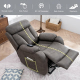 Small Power Lift Recliner for Elderly, Lift Chair Recliners, Electric Recliner Chairs for Seniors, Remote Control, Adjustable, Side Pocket (Brown Grey)