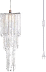 Modern Chrome Beaded Hanging Chandelier (W10.25 x H20”)