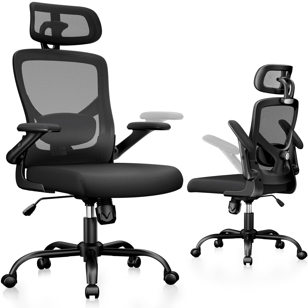 Ergonomic Mesh Office Chair, High Back Desk Chair with Height Adjustable Flip-Up Arms