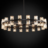 Modern 36" Black Round Chandelier, K9 Crystal Chandeliers for Dining Room, Living