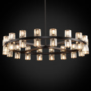 Modern 36" Black Round Chandelier, K9 Crystal Chandeliers for Dining Room, Living