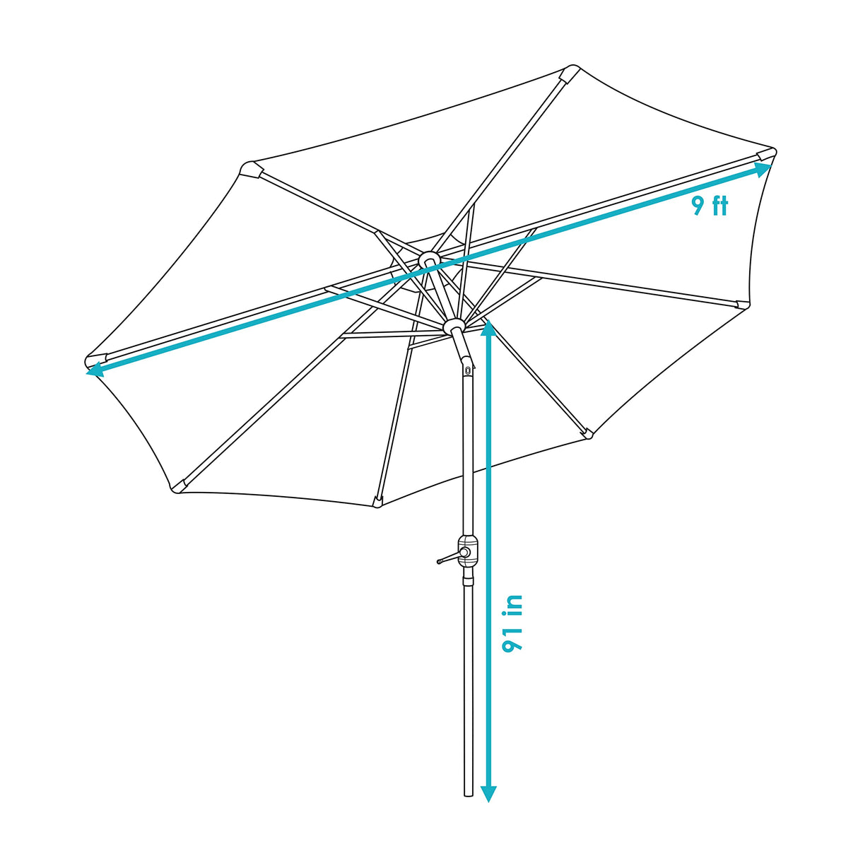 9-Foot Patio Umbrella with Push Button Tilt and Crank