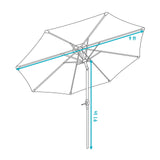 9-Foot Patio Umbrella with Push Button Tilt and Crank