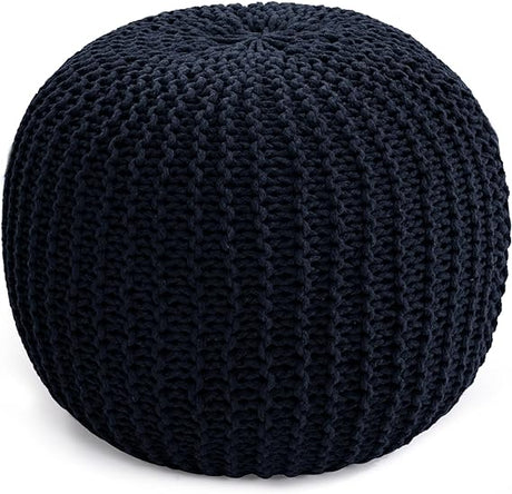 Unstuffed Ottoman Pouf Cover, 100% Cotton Handmade Knitted Ottoman Pouf