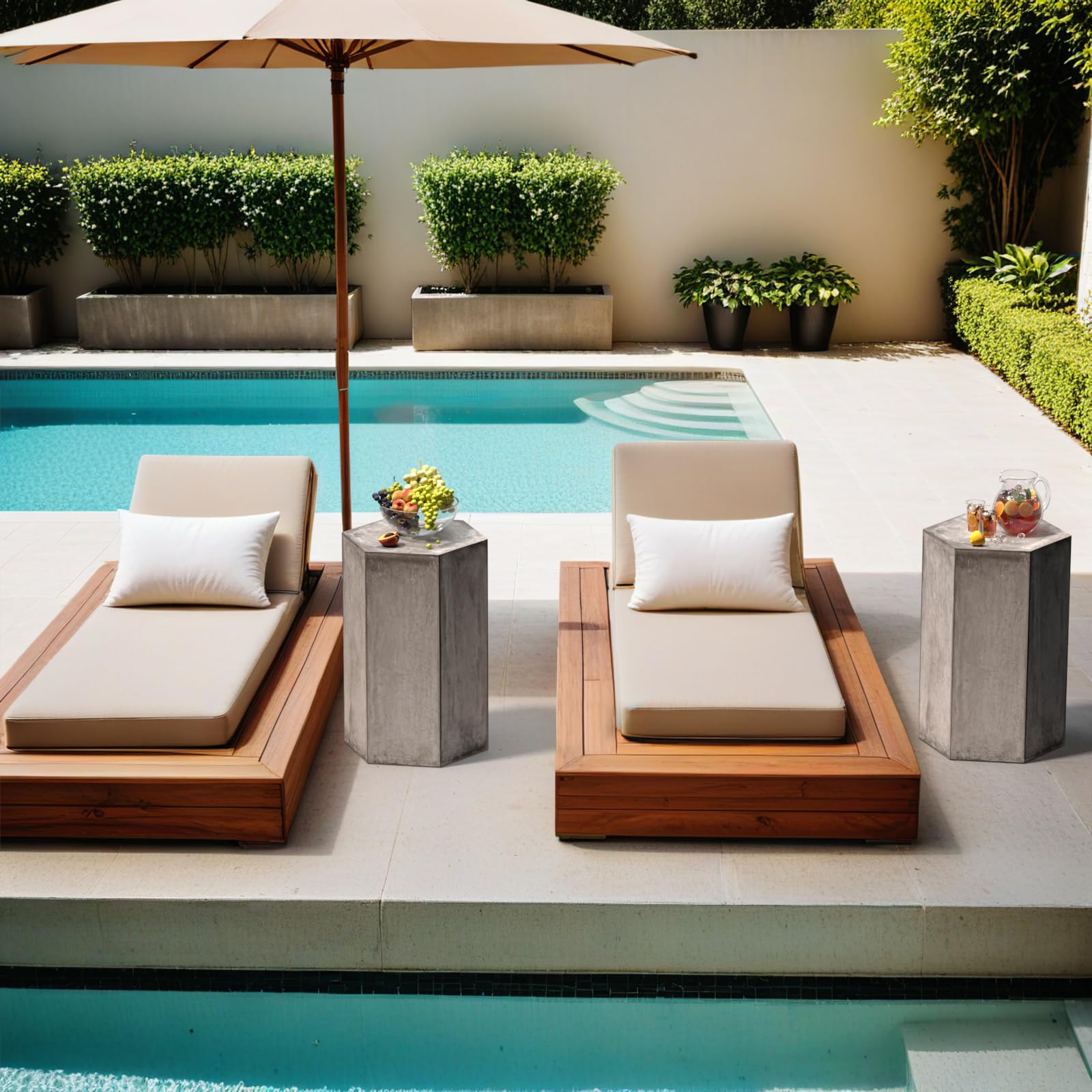 Outdoor Concrete Side Table, Outdoor End Tables for Patio 20" H Heavy Duty Outdoor