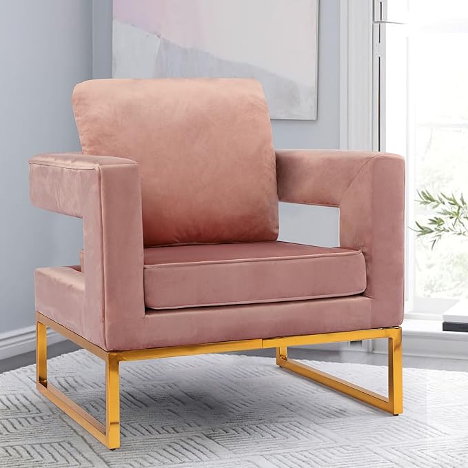 Velvet Accent Chair Modern Upholstered Single Sofa for Living Room Stuffed Seat Side