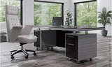 Furniture Modern Kennedy Executive Desk with Silver Accents and Filing Storage