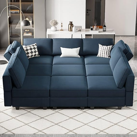 Sectional Couch with Storage Ottoman, Corduroy Modular Sectional Sofa