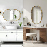 Gold Oval Wall Mirror 24x34 Inch Scalloped Edge