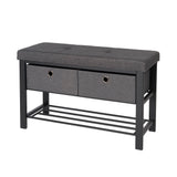 Shoe Storage Bench with Cushion Double Seat Shoe Rack Bench with Drawer -