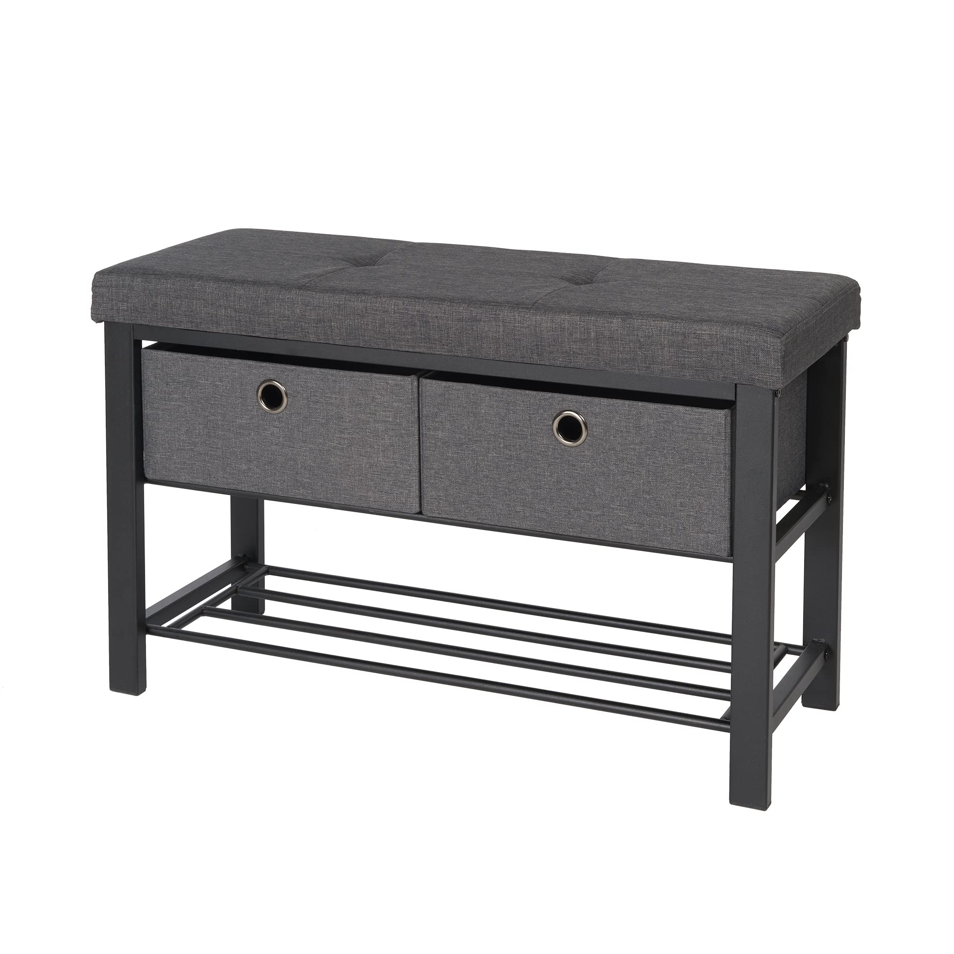 Shoe Storage Bench with Cushion Double Seat Shoe Rack Bench