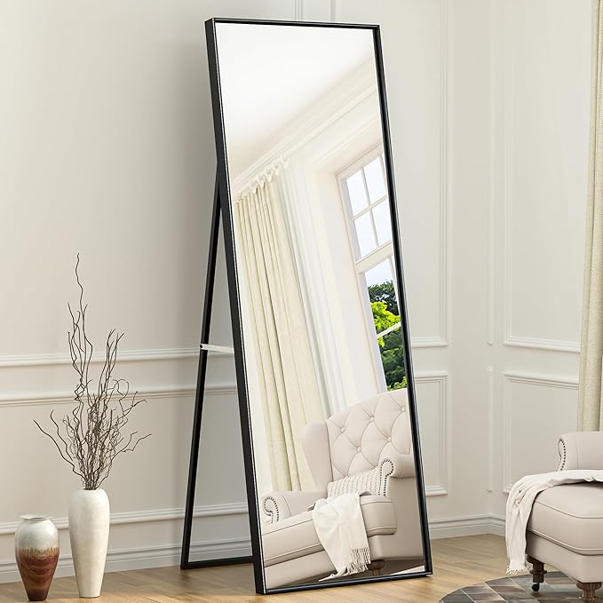 65x22 Inch Full Length Mirror with Floor Standing Full Body Size Wall Mirror Aluminum