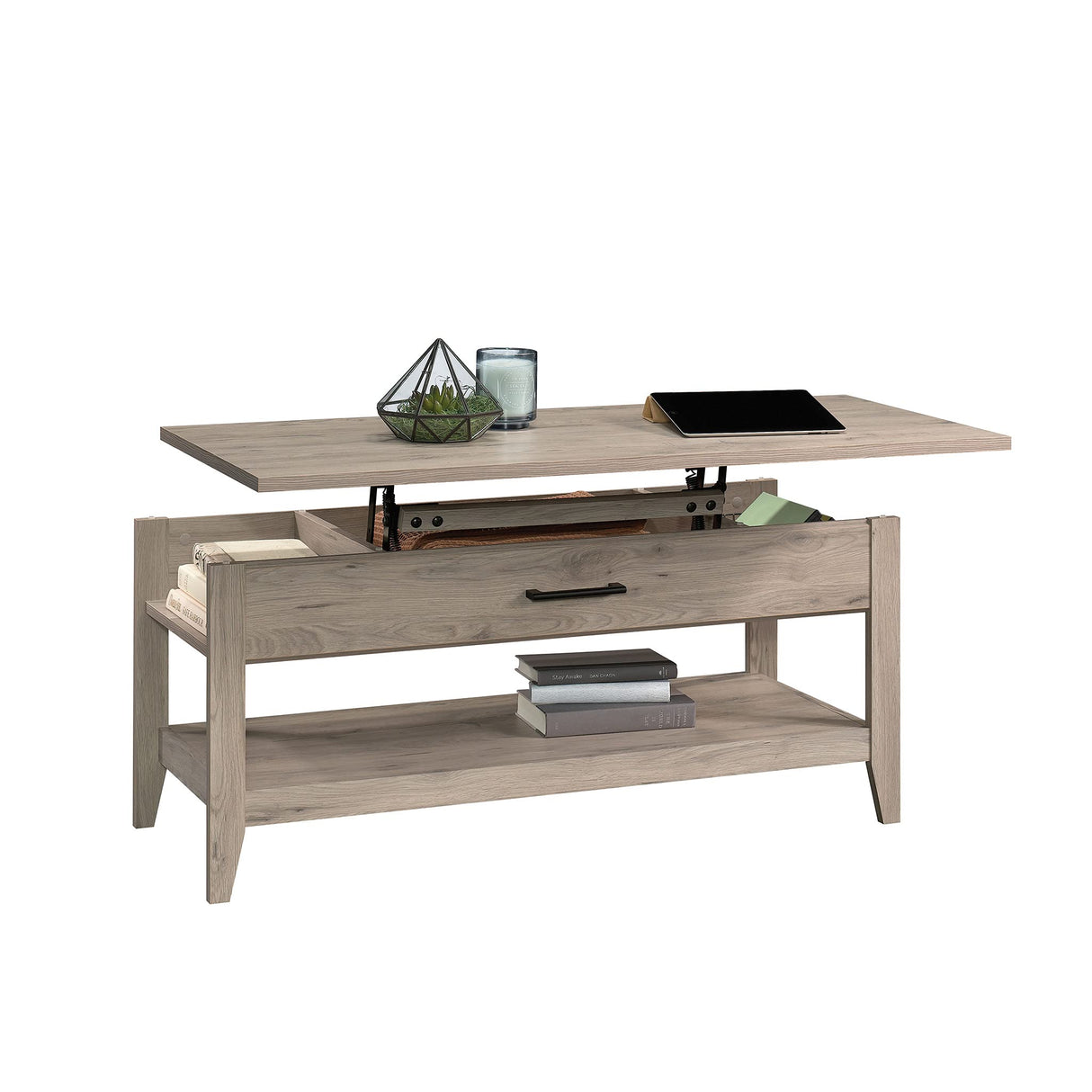 Summit Station Lift-top Coffee Table, L: 43.31" x W: 19.29" x H: 18.98", Laurel Oak