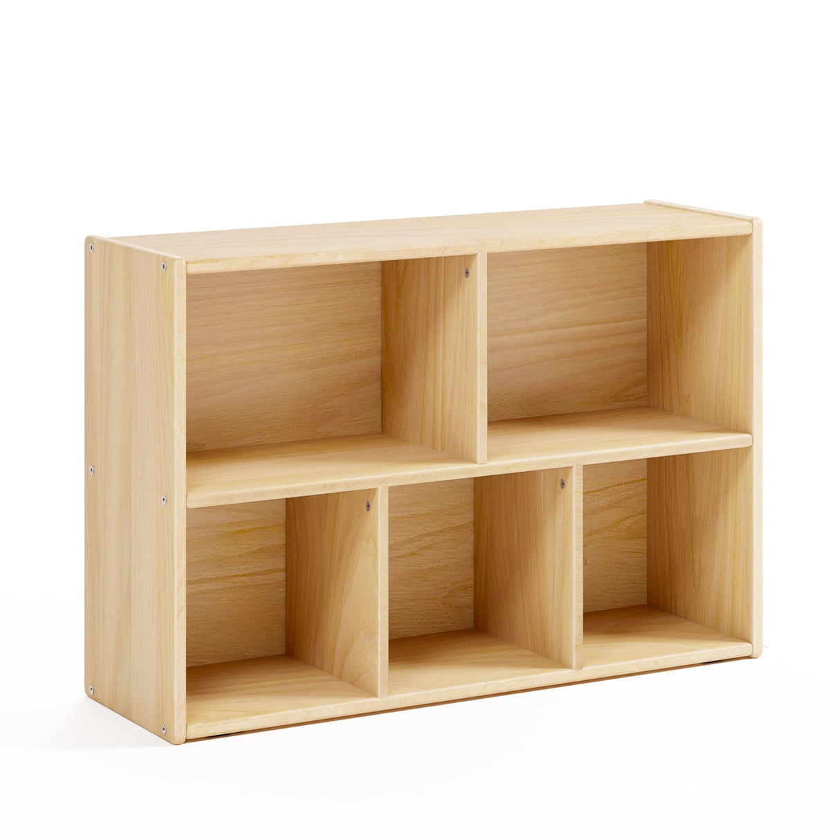 2-Tier Montessori Solid Wood Shelves Toy Organizers and Storage,5-Compartment Storage Cabinet