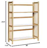 3-Shelf Folding Stackable Bookcase (27.5" Wide)-Natural