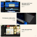 32-Inch Tall Entertainment Center with LED Lighting for 70-80 Inch TV