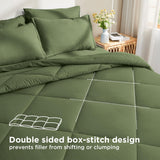 Queen Comforter Set with Sheets Olive Green - 7 Pieces Bed in a Bag Queen Size Beddding Sets,