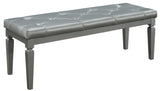 Allura Modern Crystal Tufted Footboard Bench, Silver Bi-Cast Vinyl