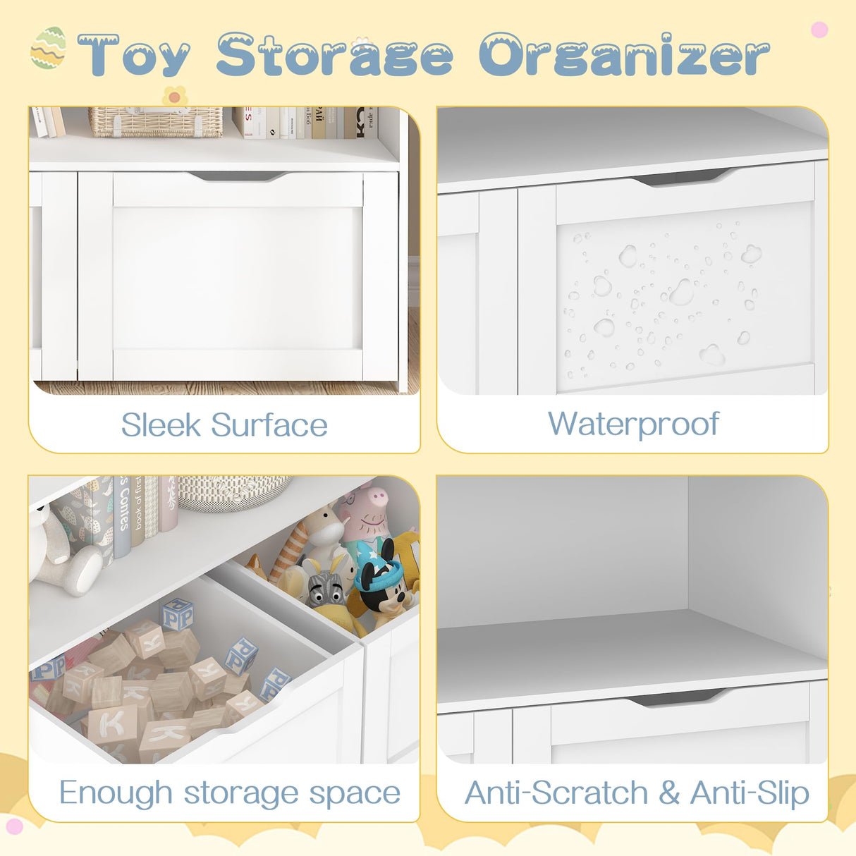 Toy Storage Organizer, Toy Organizers and Storage with 2 Drawers, Multi-Functional