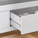 FSR74-W, Hallway Storage Bench with 2 Drawers and Padded Seat Cushion,