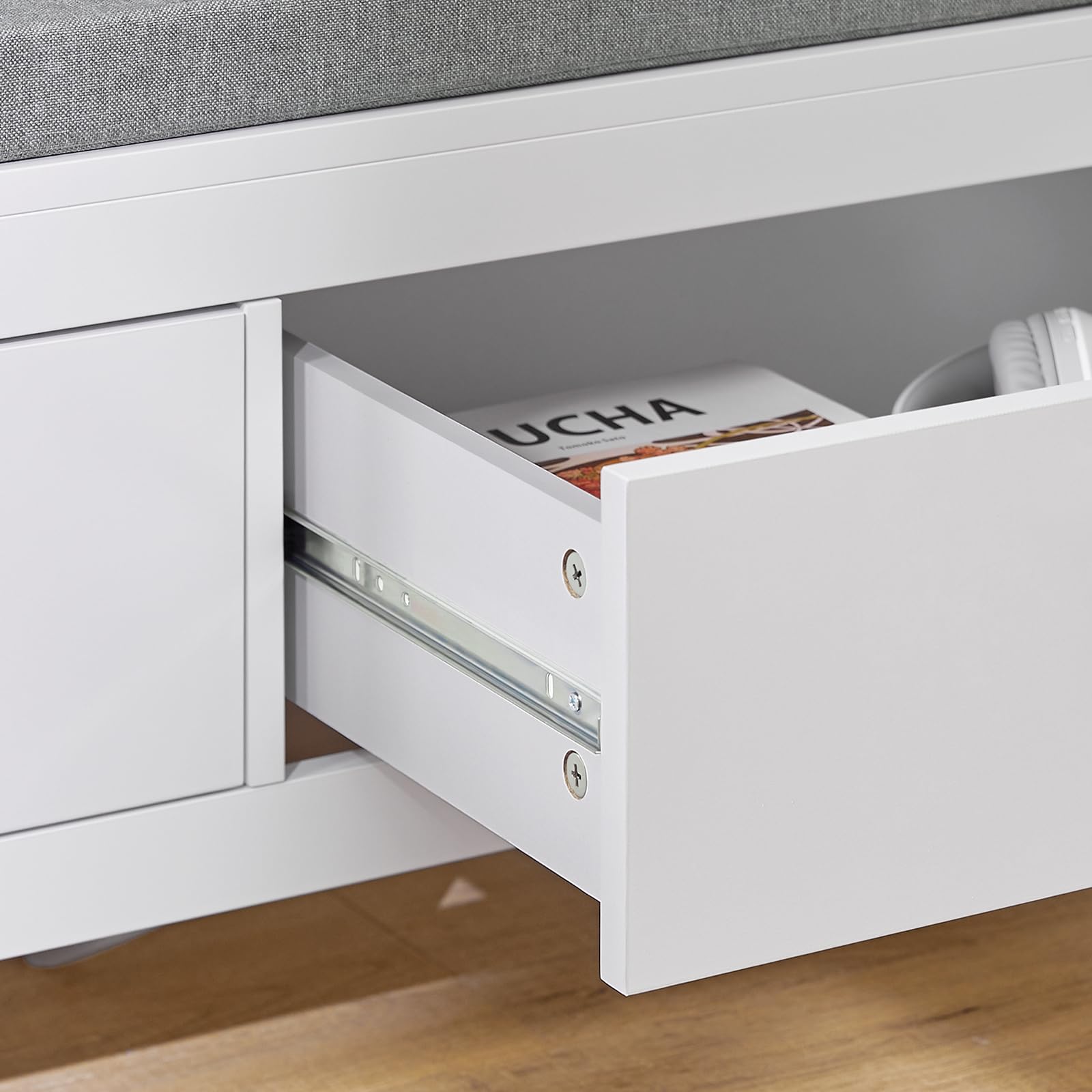 Hallway Storage Bench with 2 Drawers and Padded Seat Cushion
