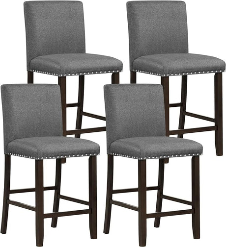 Bar Stools Set of 4, 25.5” PVC Leather Armless Counter Height Chair with Back