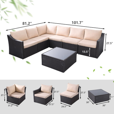 Outdoor Patio Furniture Set PE Rattan Conversation Sectional Sofa Set