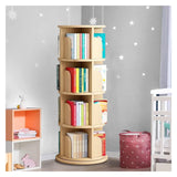 Bookcases Rotating Bookshelf 4 Tier Solid Wood Freestanding Bookcase Book Storage