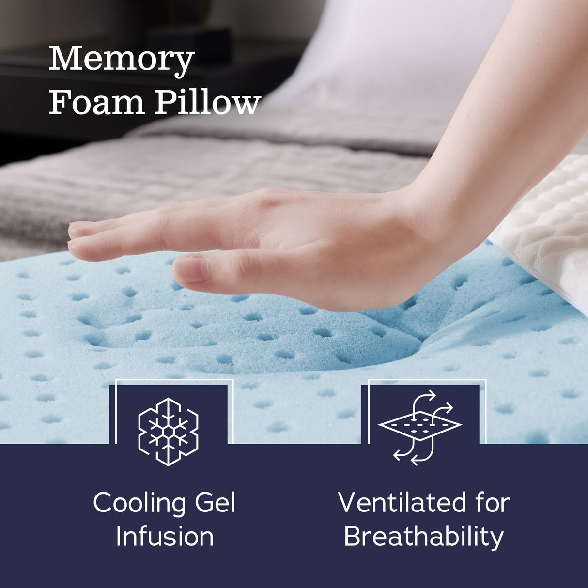 Gel Memory Foam Pillow - Queen Size - 2-Pack - Medium Plush Feel - Neck & Shoulder Support