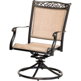 Fontana 7-Piece Outdoor Dining Set with Six Sling Swivel Rockers and an Extra Large Glass-top Dining Table