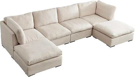 Modular Down Feather Filled Cloud Deep Seat Sectional Sofa Couch W/Reversible Chaises