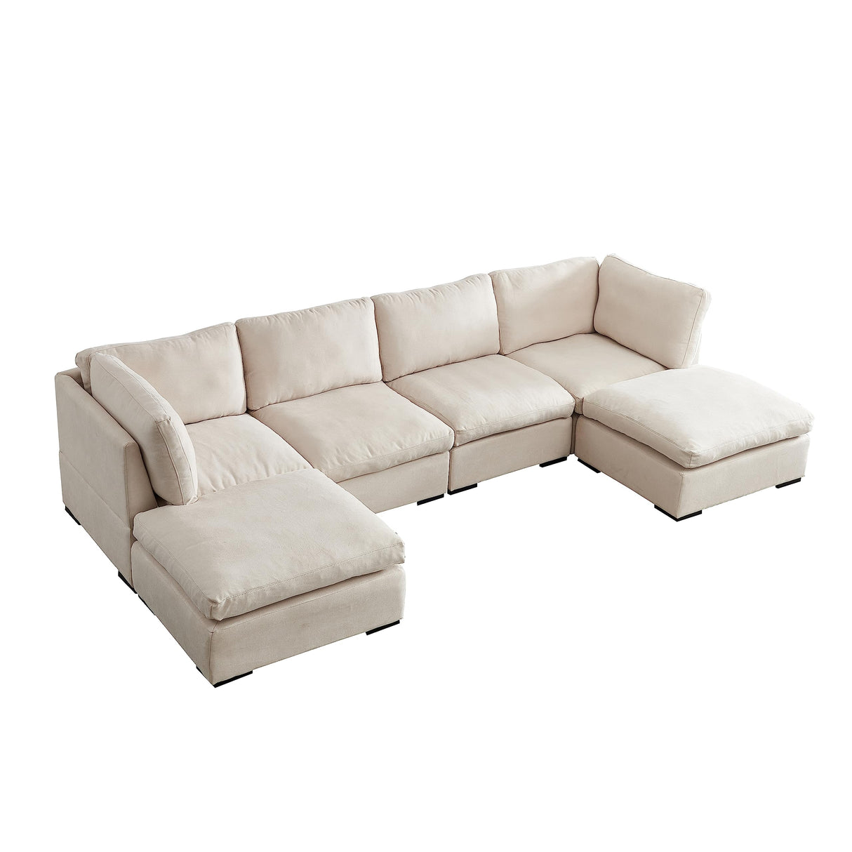 Modular Down Feather Filled Cloud Deep Seat Sectional Sofa Couch W/Reversible Chaises