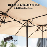 15ft Large Patio Umbrellas with Base Included, Outdoor Double-Sided Umbrella with Crank Handle,