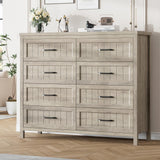 Farmhouse Dresser 8 Drawer Dresser for Bedroom, Large Wooden Dressers Double Grey Dresser with Deep Drawers Dressers for Living Room, Hallway, Entryway (Gray)