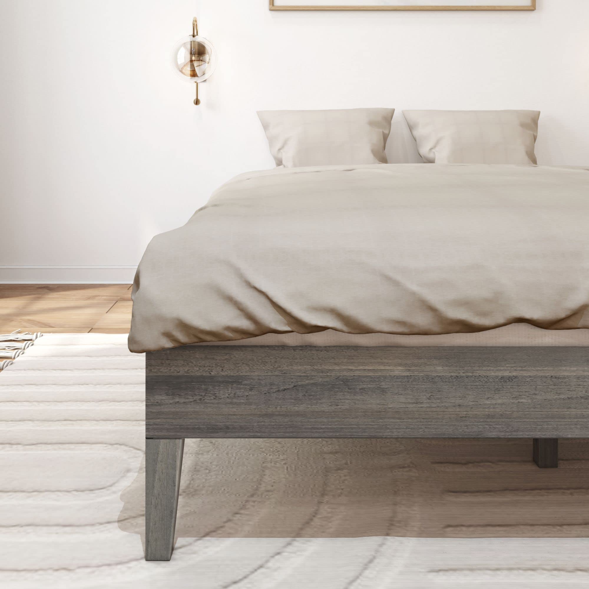 Solid Wood Platform Bed Frame, Strong Wood Slat Support