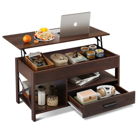 Coffee Table, 39" Lift Top Coffee Table with Hidden Compartment, Storage Drawers and Storage Shelf for