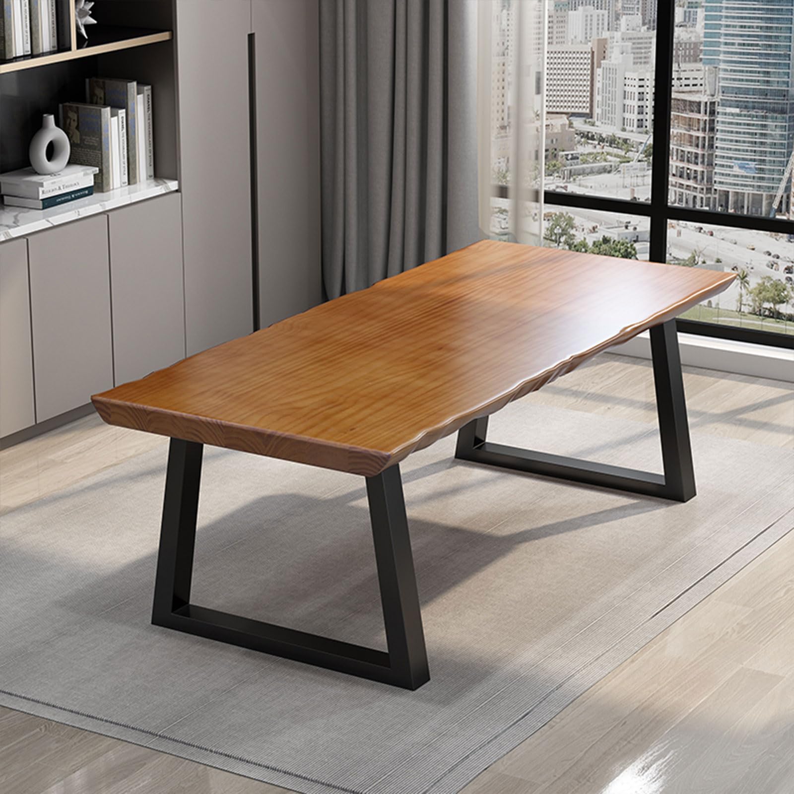 Solid wood administrative computer desk, 63 inch rural style large office desk