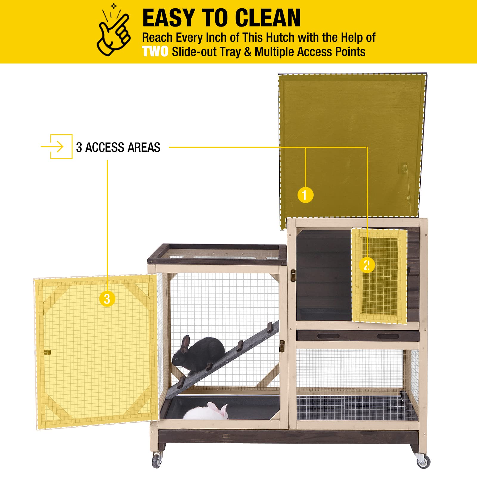 Rabbit Hutch Cage Outdoor and Indoor Bunny Hutch on Wheels
