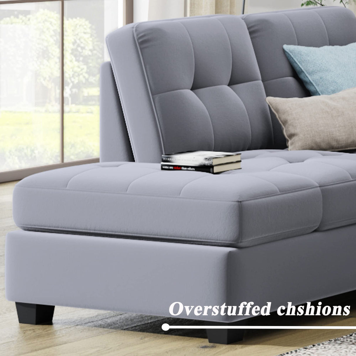 L-Shaped Corner Reversible Sectional Sofa Couch W/Chaise & Storage Ottoman