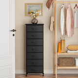 Black Tall Dresser for Bedroom, Storage Dresser Organizer with 7 Fabric Drawers,