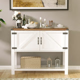 Farmhouse Coffee Bar Cabinet, White Entryway Table with Storage,