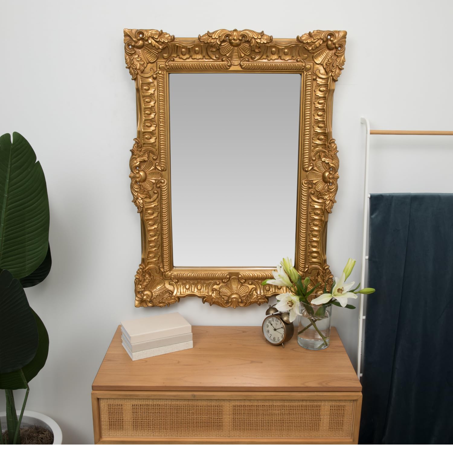 30x40 inch Large Ornate Gold Framed Rectangular Baroque Mirror | Antique Looking French Wall Mirrors
