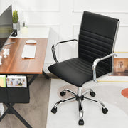 Ergonomic High Back Executive Conference Chair, Lumbar Support PU Leather Swivel Height Adjustable Modern Computer Task Managerial Chair (Black)