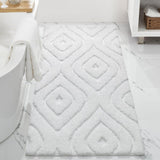 DEXDE Bathroom Rugs Runner 24x60 Long Bathroom Rug Non Slip Soft Washable Large Bath Mats for Bathroom Bedroom Hallway Kitchen Floor Carpet Modern Boho Decor, White