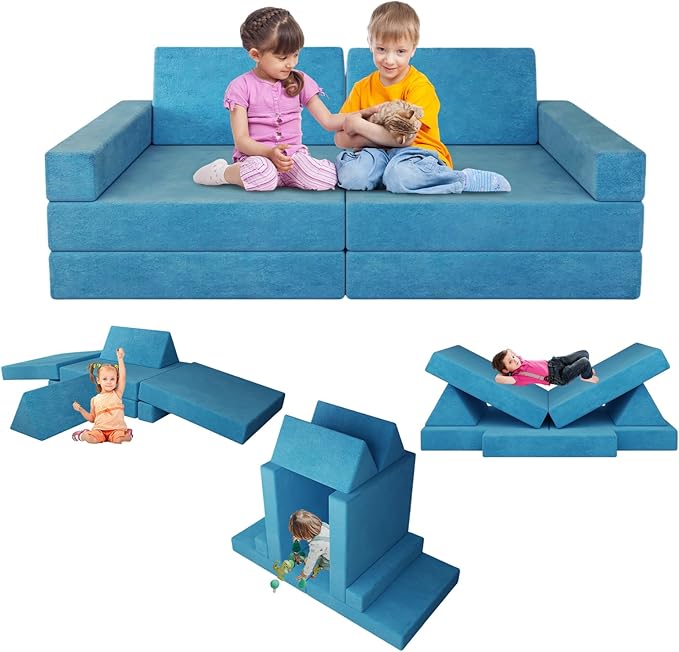 Modular Kids Play Couch Kids Couch for Playroom Bedroom, Toddler Sectional Sofa Play Couch Set