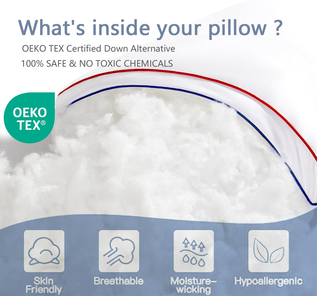 SUMEQIQ Pillows Queen Size Set of 2, Fluffy Bed Pillows for Sleeping, Queen Pillows 2 Pack with Hotel Quality, Medium Firm and Supportive Down Alternative Pillow for Side and Back Sleeper, 20" x 30"